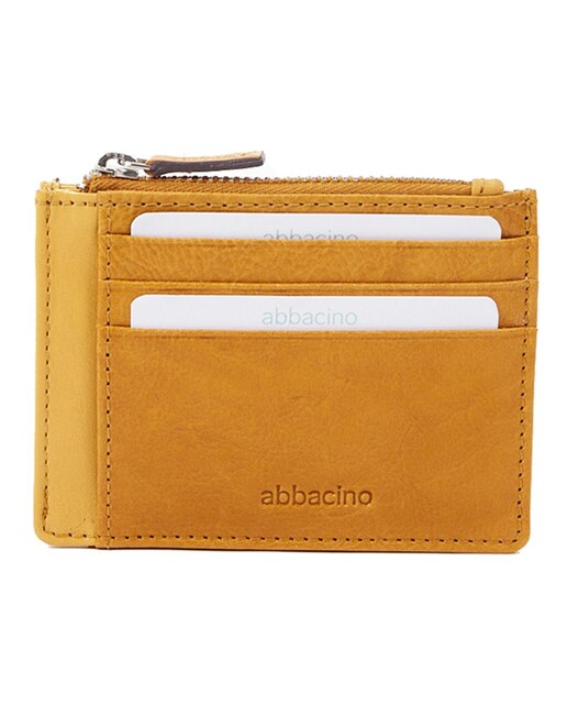 Imagen 0 de Tarjetero de piel con monedero en amarillo
