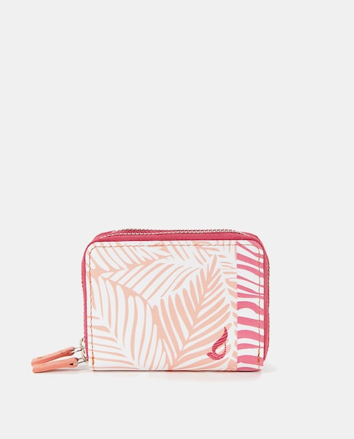 Imagen 0 de Cartera mini de piel con estampado tropical en naranja
