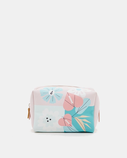 Imagen 0 de Neceser grande de piel con estampado floral multicolor