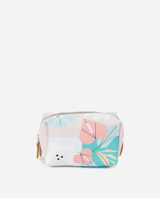 Imagen 0 de Neceser mediano de piel con estampado floral multicolor