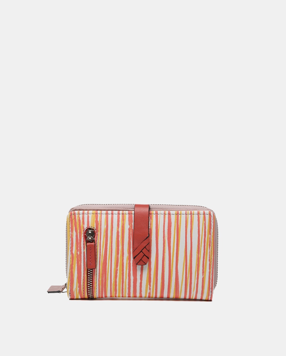 Imagen 0 de Cartera mediana Oceans Diary en piel con estampado en coral
