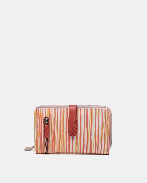 Imagen 0 de Cartera mediana Oceans Diary en piel con estampado en coral