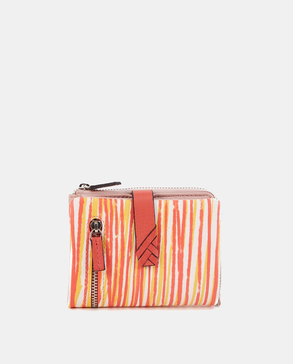 Imagen 0 de Cartera pequeña Oceans Diary en piel con estampado en coral
