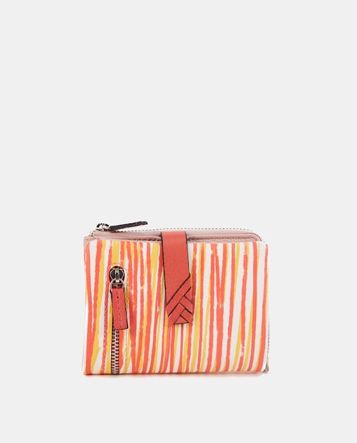 Imagen 0 de Cartera pequeña Oceans Diary en piel con estampado en coral