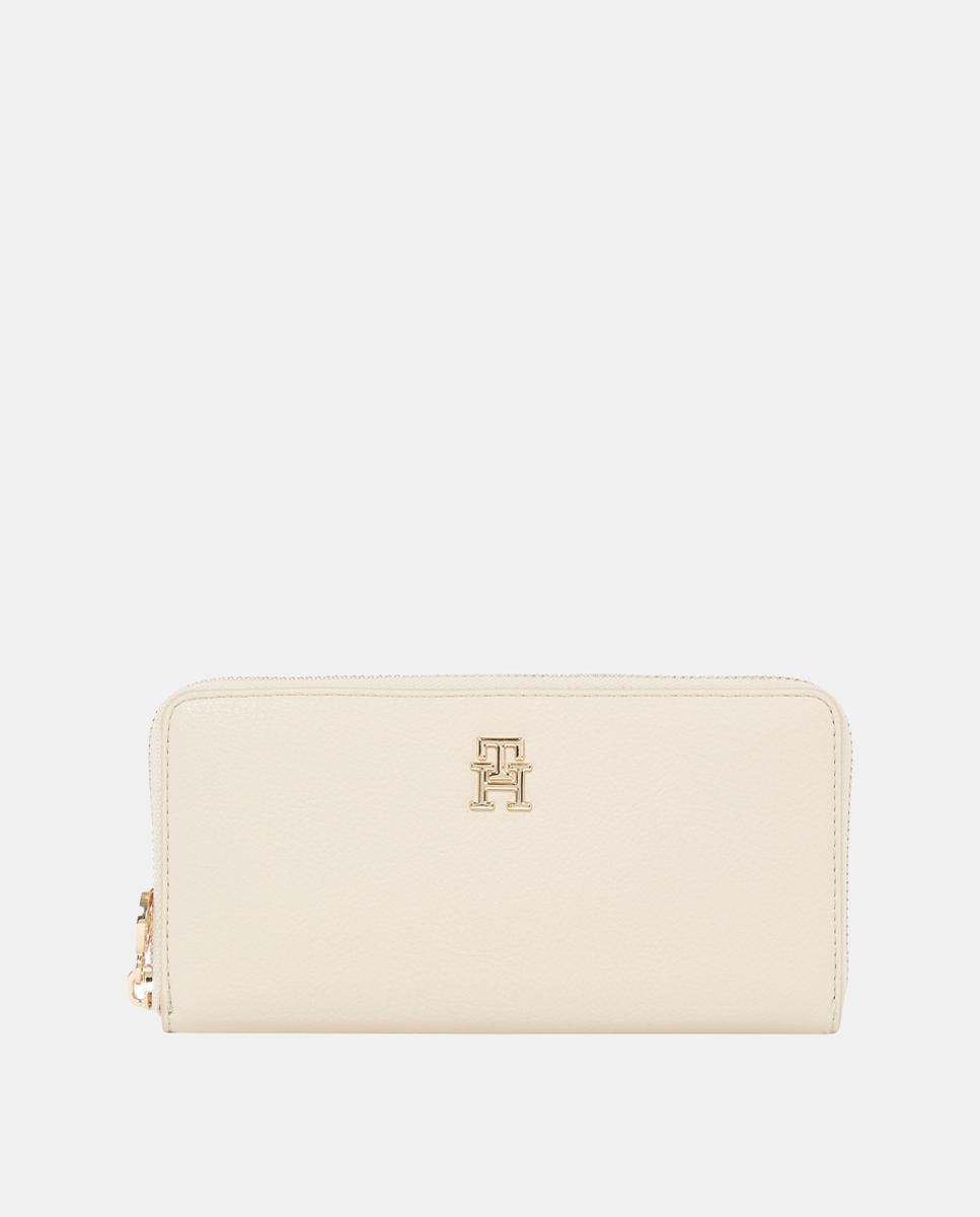 Imagen 0 de Cartera grande en color beige con logotipo metálico