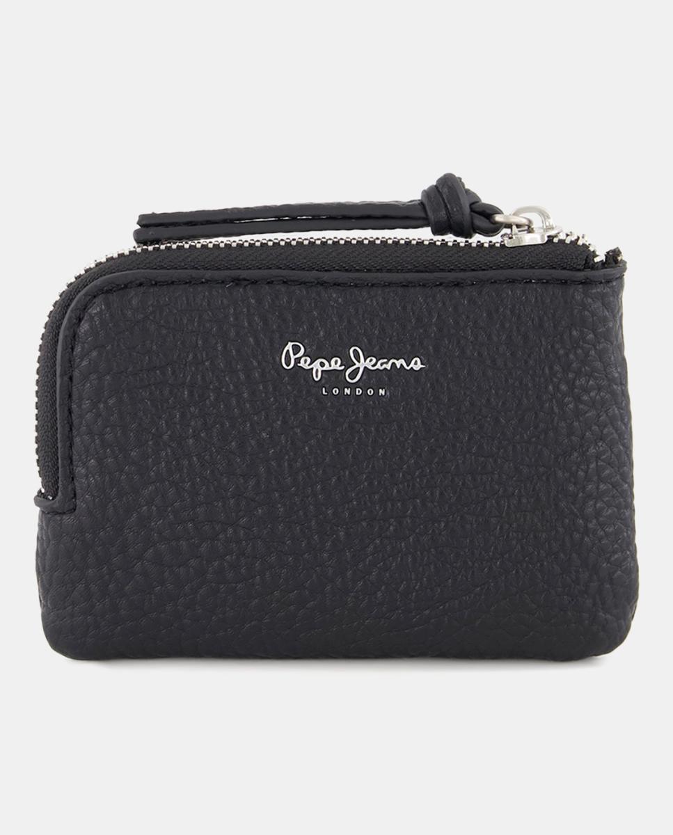 Imagen 0 de Cartera Script de mujer con logo tipo firma y detalles de tira y colgador