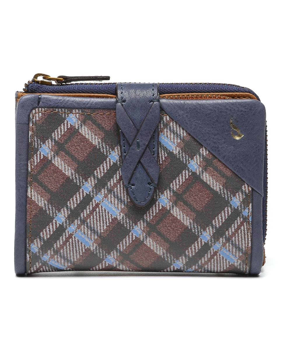 Imagen 0 de Cartera pequeña Freedom en piel a cuadros azul