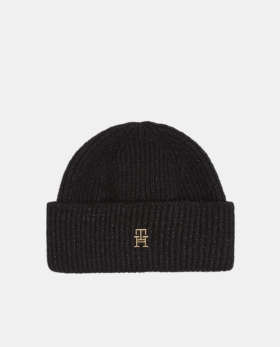 Imagen 0 de Gorro de mujer en color negro con logotipo de Tommy Hilfiger.