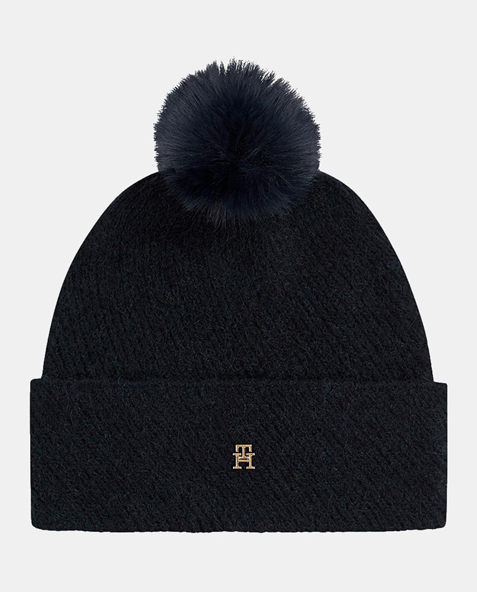 Imagen 0 de Gorro con pompón en color azul marino y logotipo