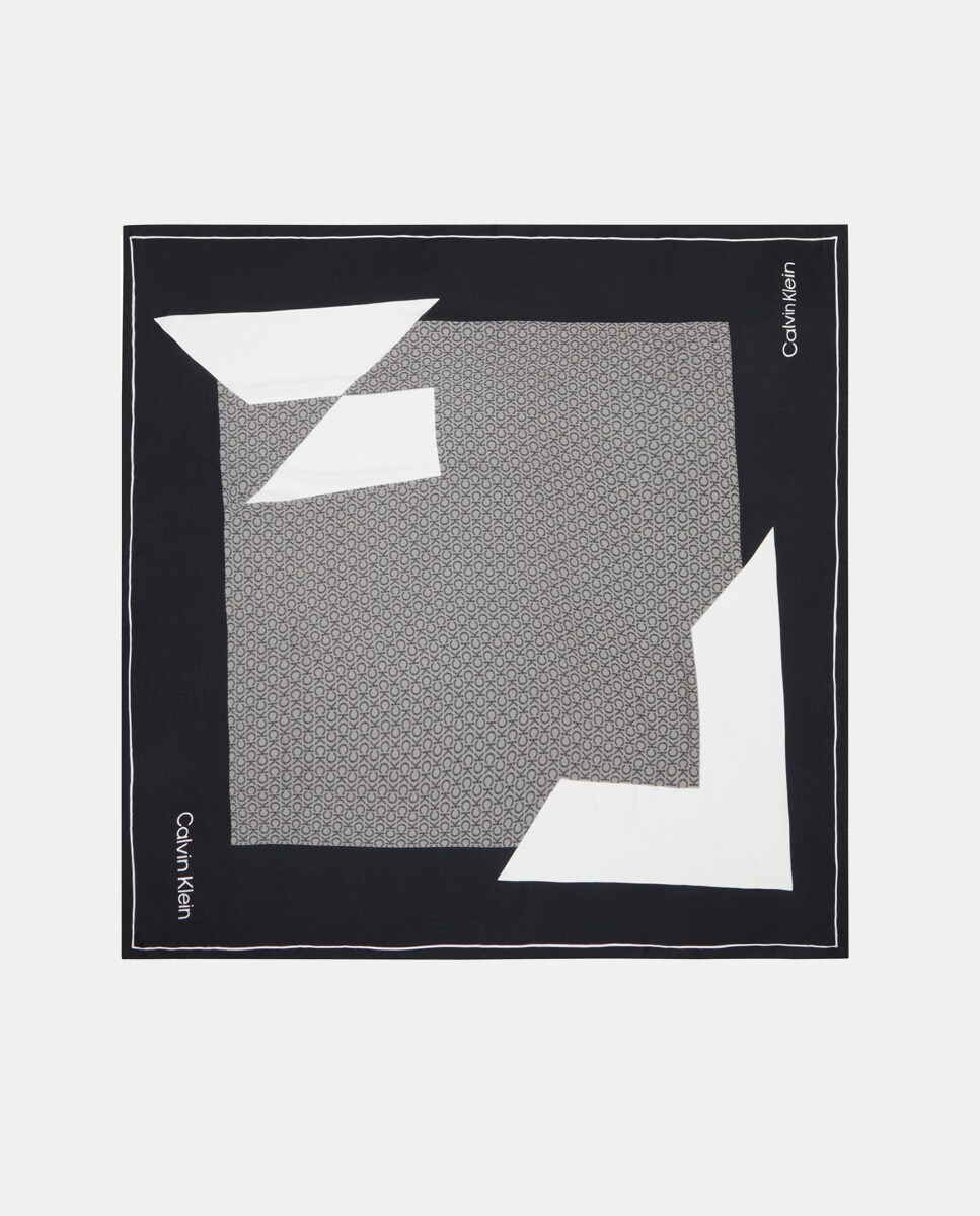 Imagen 0 de Pañuelo con estampado monogram en negro y blanco