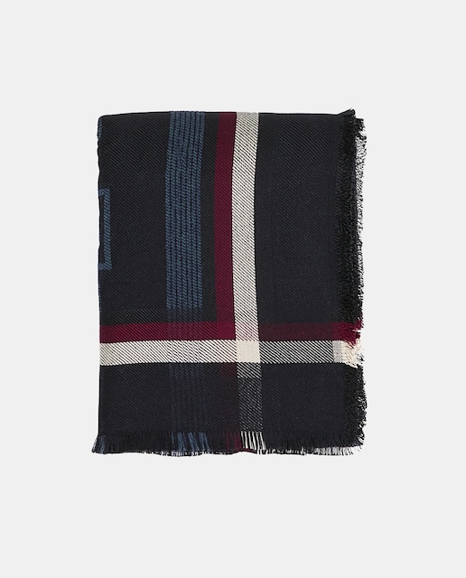 Imagen 0 de Pañuelo de mujer de viscosa en color azul marino y detalle de rayas