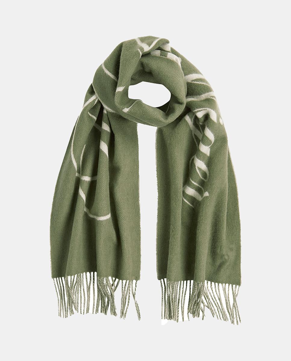 Imagen 0 de Bufanda de lana sostenible en color verde con firma Tommy Hilfiger