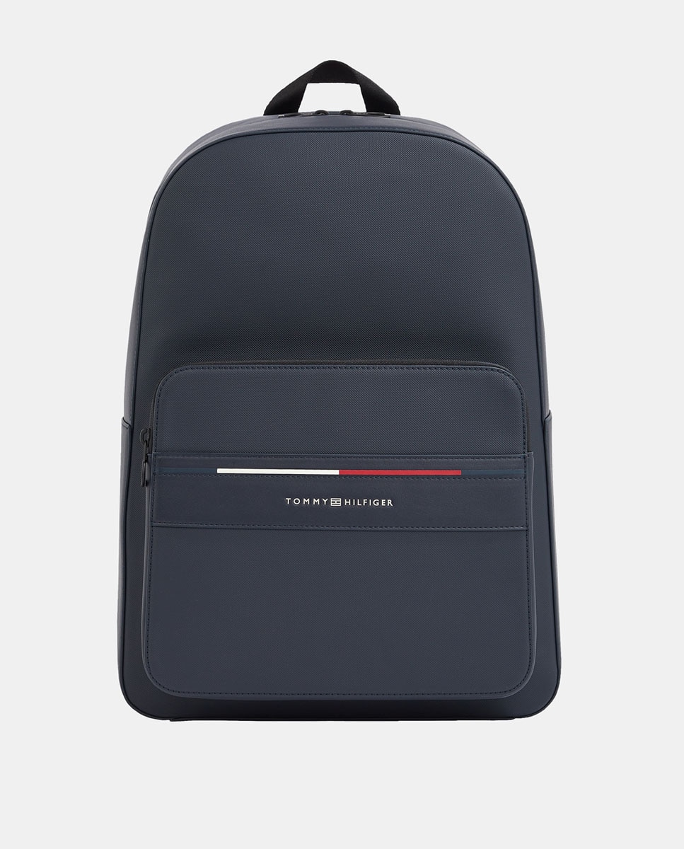 Imagen 0 de Mochila de hombre de ecopiel con asas ajustables y diseño de rayas corpotativas