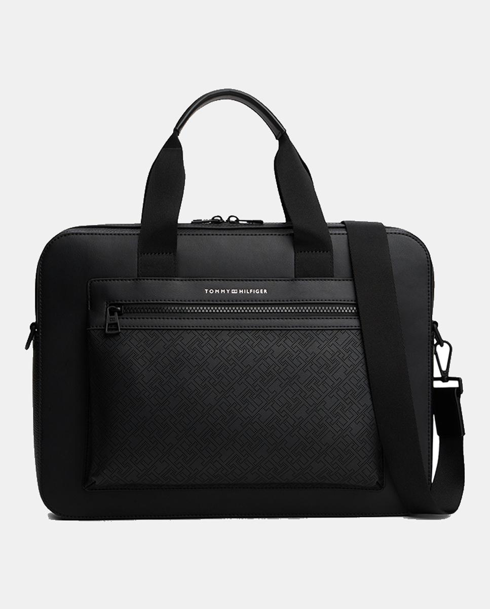 Imagen 0 de Maletín TH Monogram Computer Bag en color negro de Tommy Hilfiger
