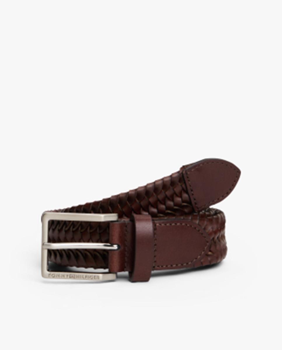 Imagen 0 de Cinturón de piel de hombre trenzado en color marrón oscuro de Tommy Hilfiger