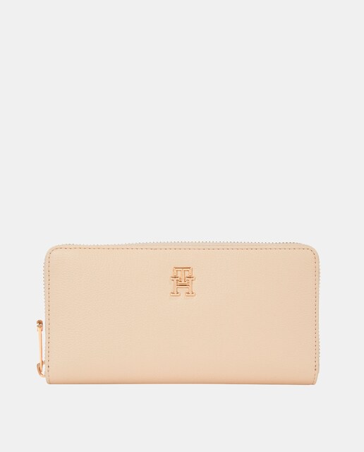 Imagen 0 de Cartera grande lisa combinada con materiales reciclados beige