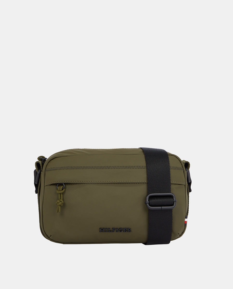 Imagen 0 de Bandolera estilo mini reporter de hombre de nylon reciclado con bolsillo exterior