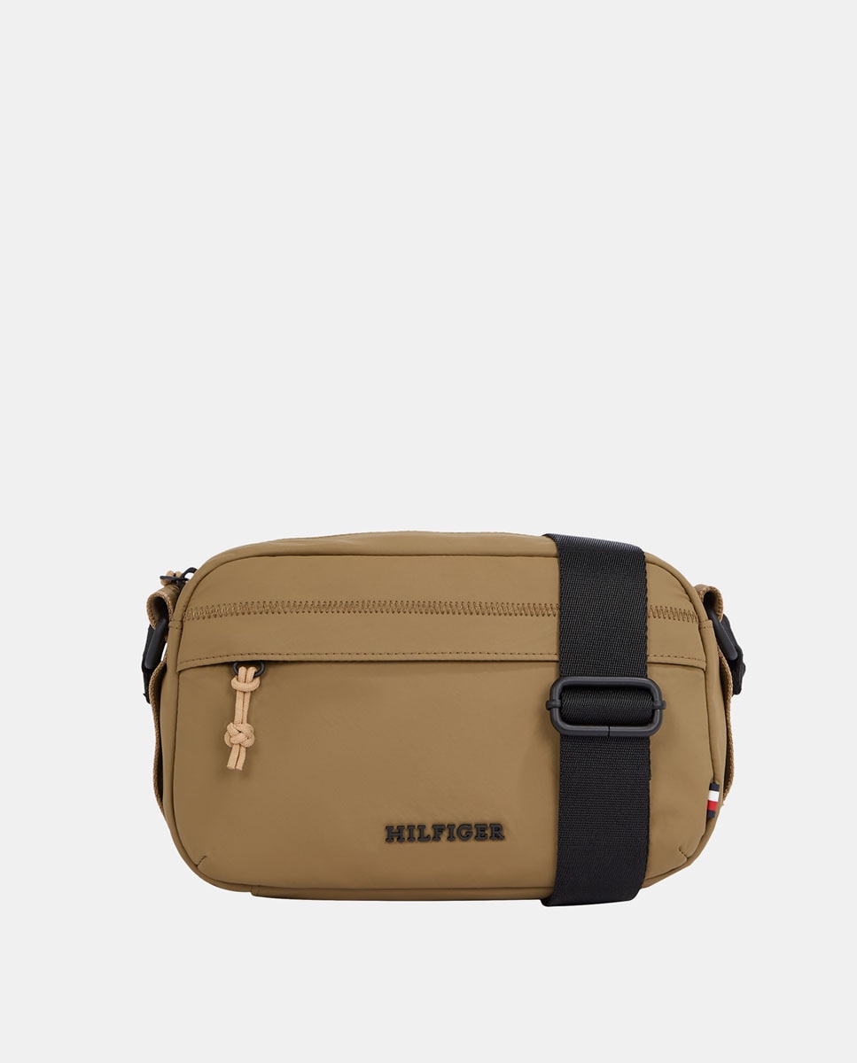 Imagen 0 de Bandolera estilo mini reporter de hombre de nylon reciclado con bolsillo exterior