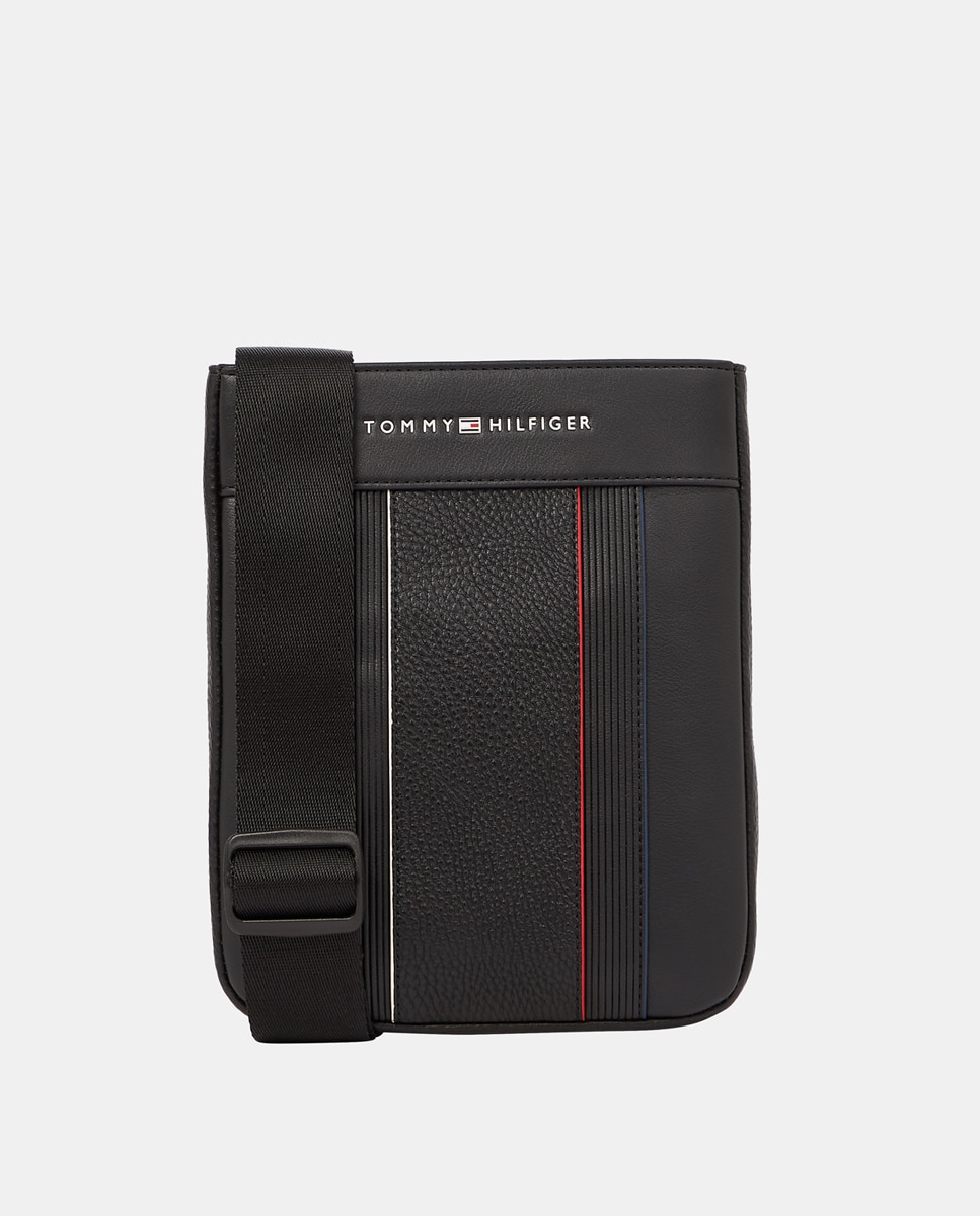 Imagen 0 de Bandolera cruzada de hombre en color negro con diseño de rayas