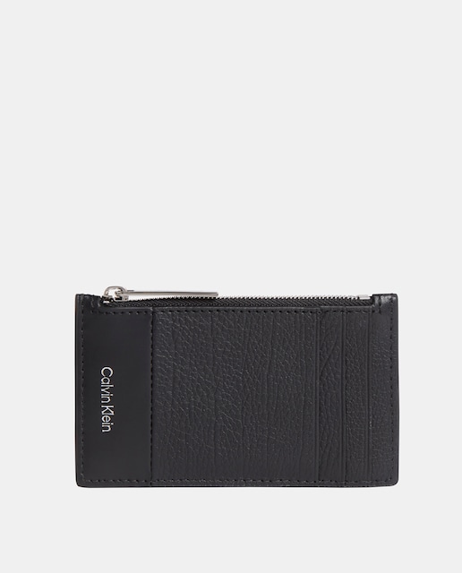 Imagen 0 de Tarjetero de piel con logo Calvin Klein de hombre