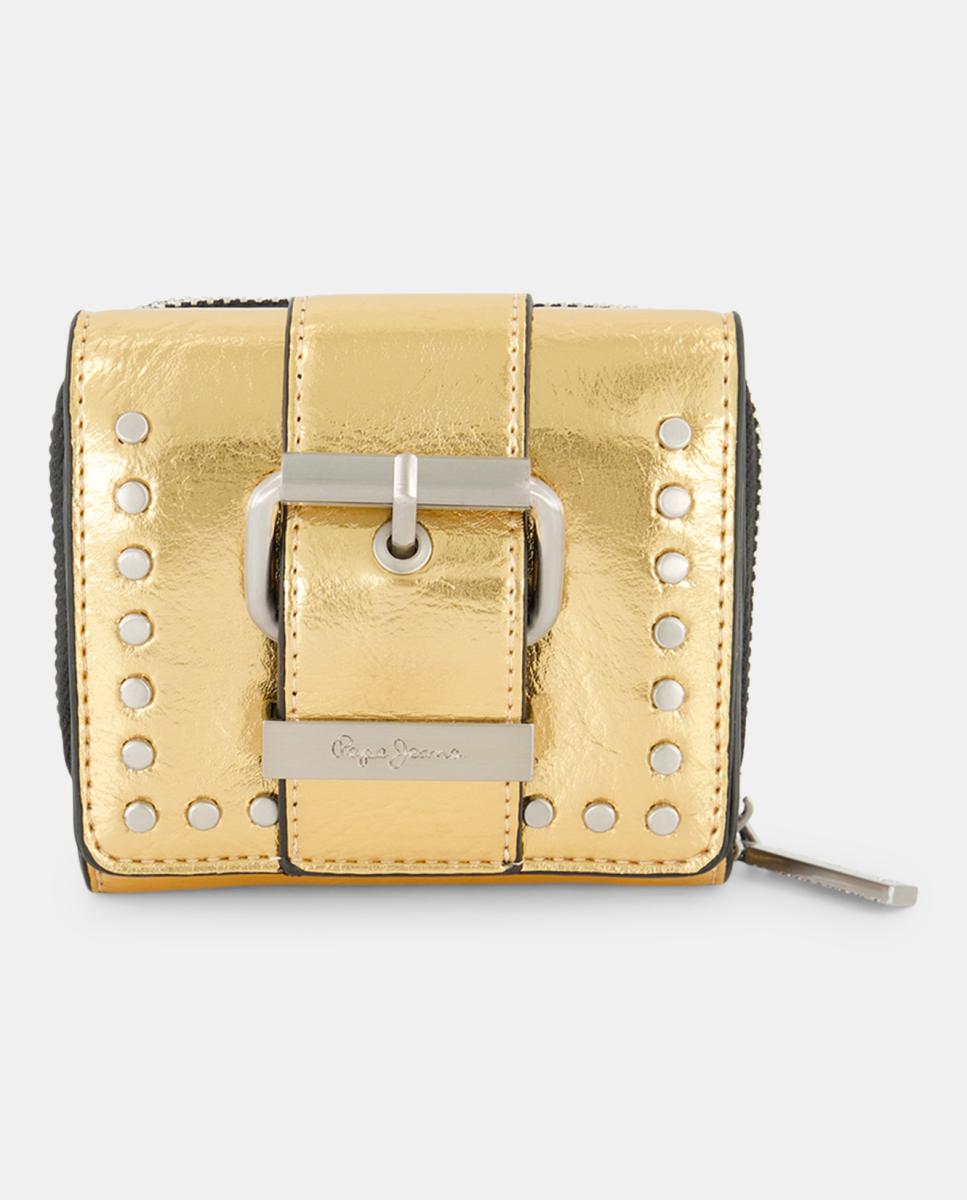 Imagen 0 de Mini cartera Sally de mujer con brillo, tachuelas, hebilla central metálica y colgador extraíble