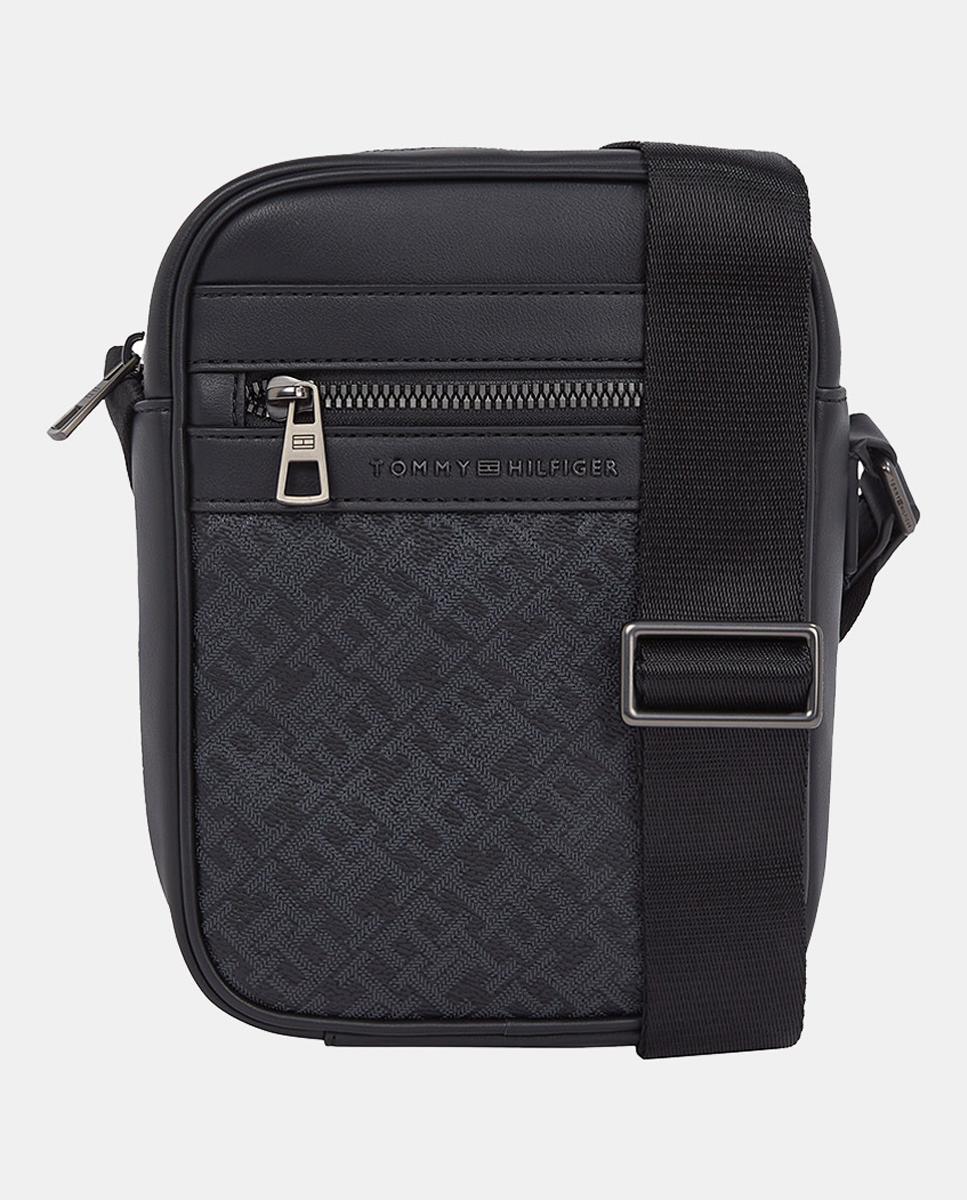 Imagen 0 de Bandolera estilo mini reporter de hombre en ecopiel y diseño monogram