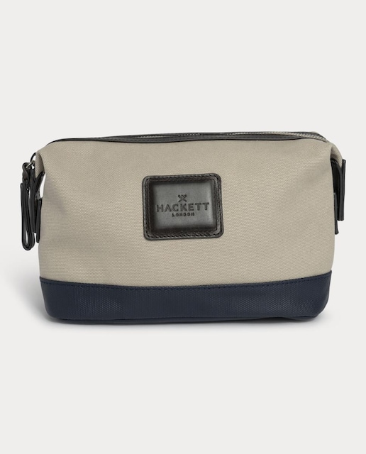 Imagen 0 de Bolsa de aseo de hombre clásica con ribeteado en cuero