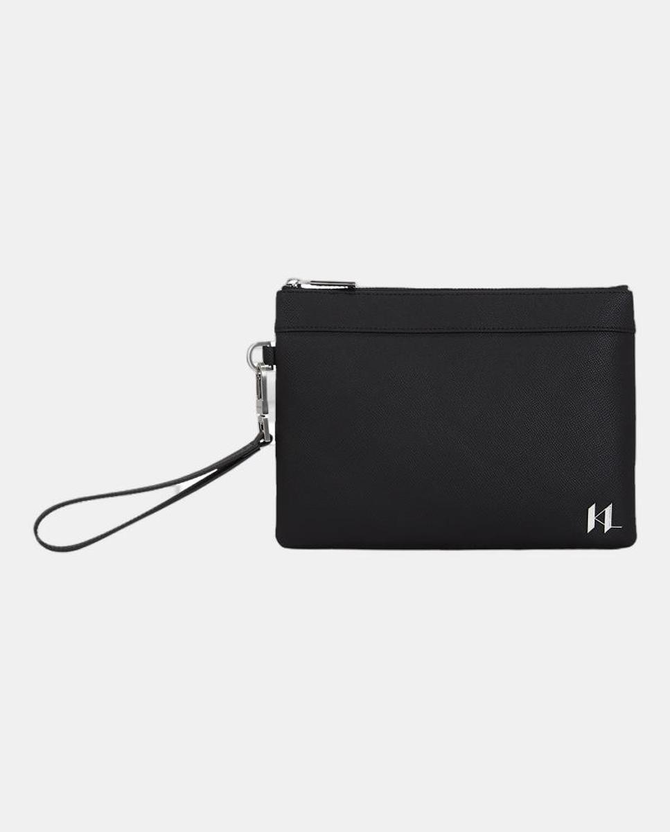 Imagen 0 de Pouch de piel con monograma grabado y cierre superior