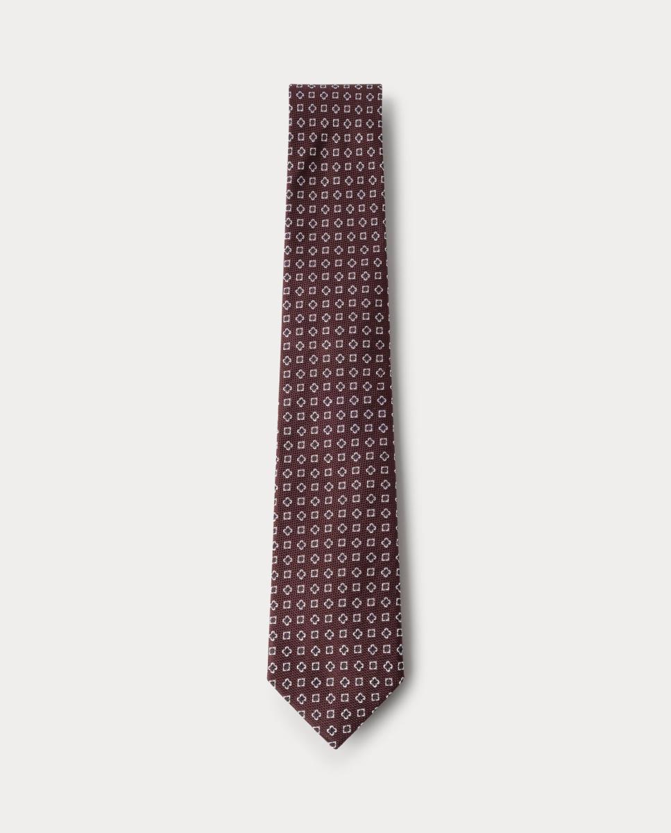 Imagen 0 de Corbata de hombre de seda 100% con estampado geométrico