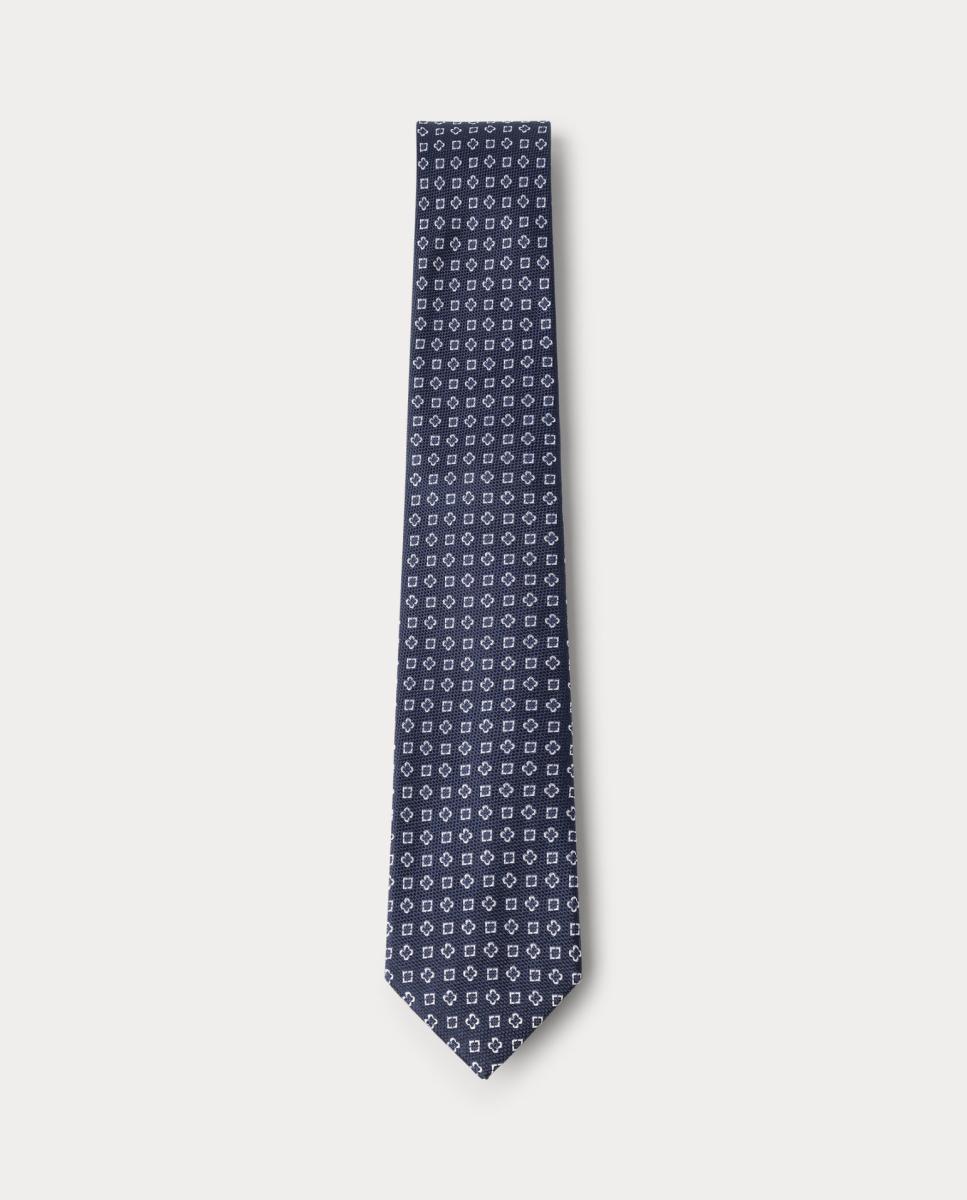 Imagen 0 de Corbata de hombre de seda 100% con estampado geométrico
