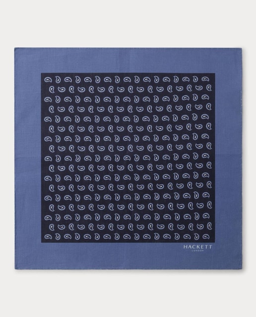 Imagen 0 de Pañuelo de hombre de lino purocon diseño de cachemira y borde en contraste