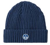 Imagen 0 de Gorro de canalé con vuelta, en mezcla de algodón y lana, con parche de logo frontal.