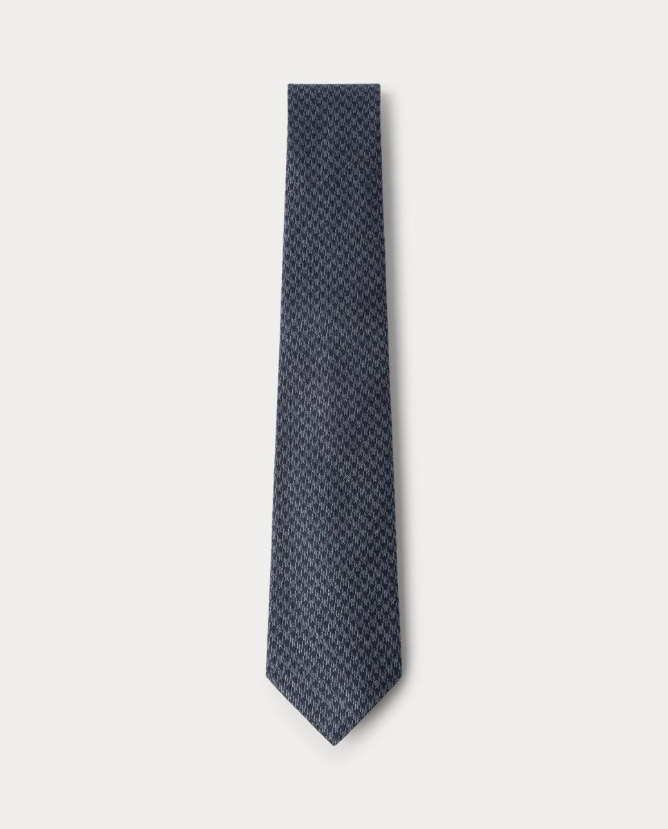 Imagen 0 de Corbata de seda y algodón con patrón geométrico de hombre
