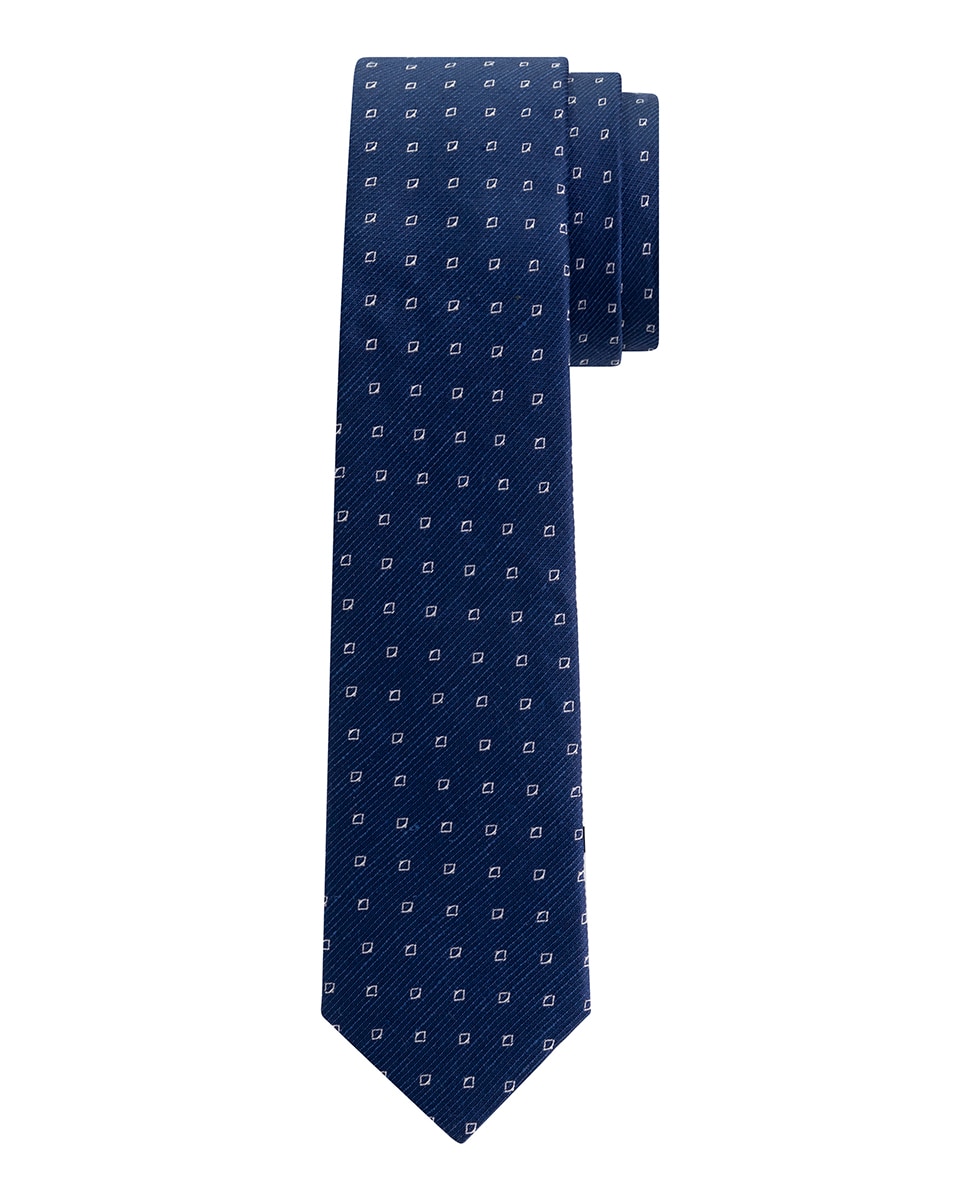 Imagen 0 de Corbata de hombre con lino y estampado geométrico.