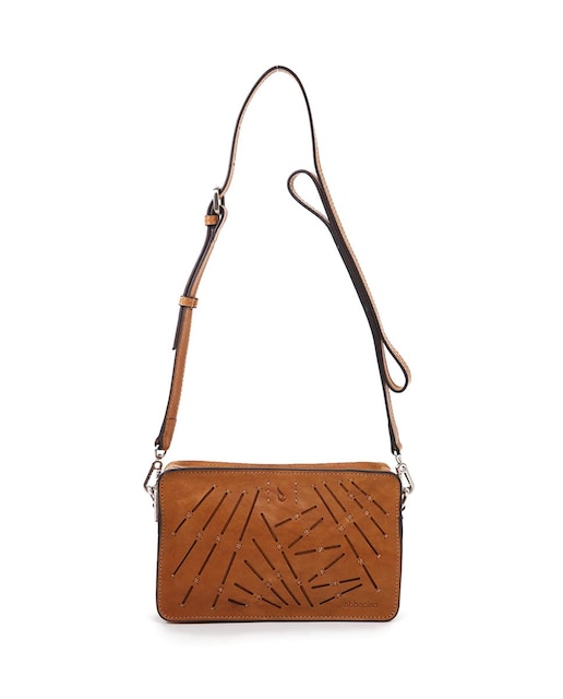 Imagen 0 de Bandolera pequeña de piel troquela a en marrón