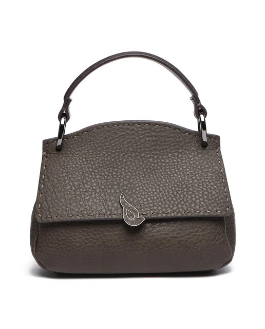 Imagen 0 de Bolso de mano pequeño topo con solapa y bandolera extraíble