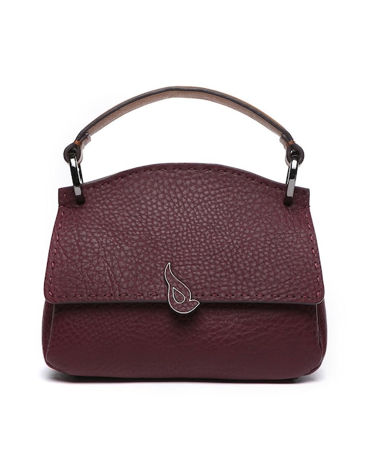 Imagen 0 de Bolso de mano pequeño burdeos con solapa y bandolera extraíble