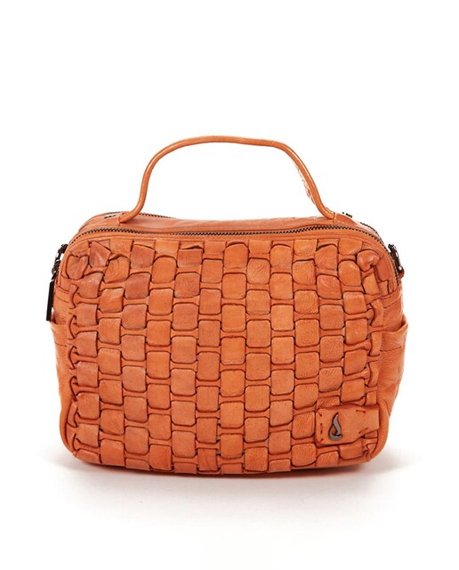 Imagen 0 de Bowling de piel trenzada en naranja con bandolera extraíble