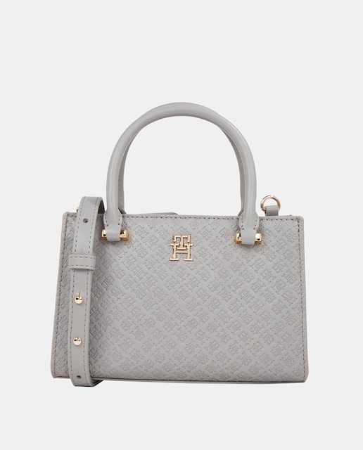 Imagen 0 de Bolso estilo mini tote de mujer en color gris y estampado monogram