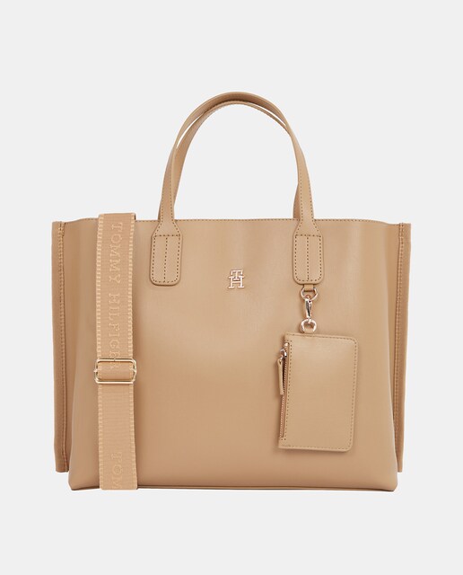 Imagen 0 de Bolso estilo satchel de mujer en color camel y detalle de monedero