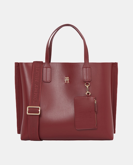 Imagen 0 de Bolso estilo satchel de mujer en color granate y detalle de monedero