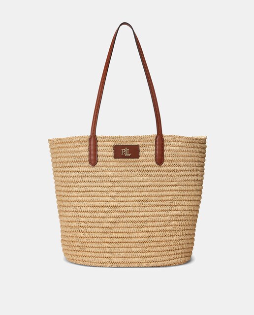 Imagen 0 de Bolso de mujer Lauren Ralph Lauren grande en natural.