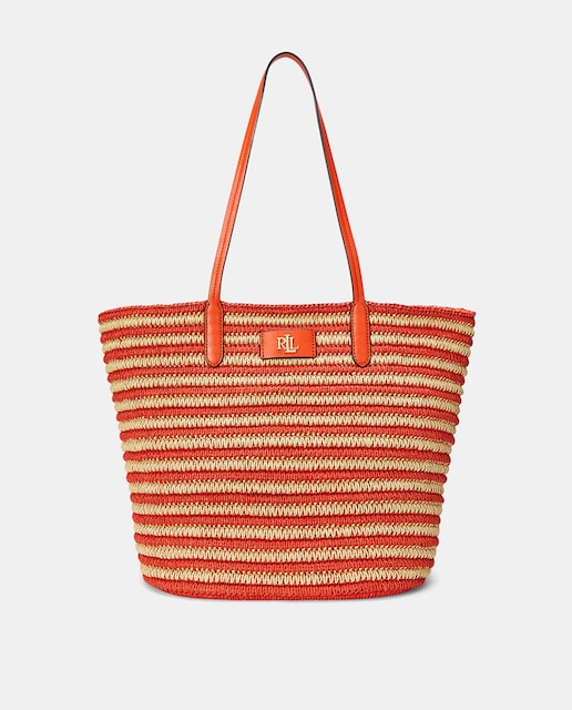 Imagen 0 de Bolso tote de mujer Brie grande de rafia a rayas.