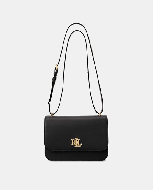 Imagen 0 de Bandolera pequeña de piel Shopee en negro con solapa