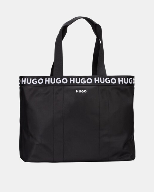 Imagen 0 de Shopper de material reciclado en negro con logo a contraste