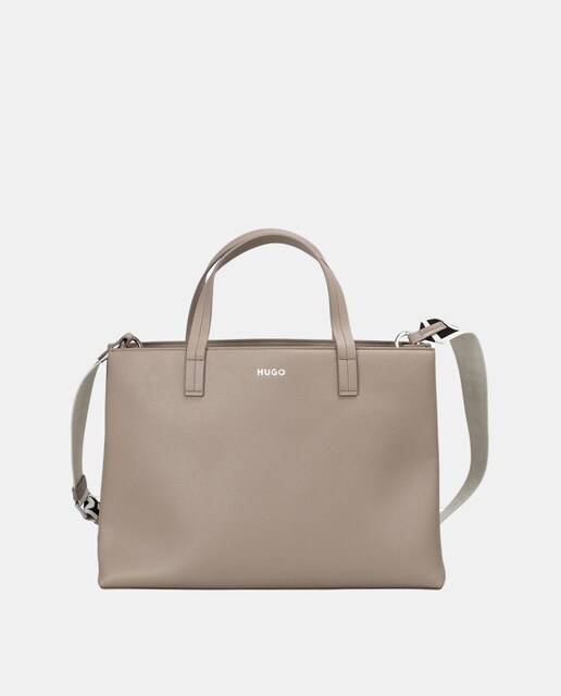 Imagen 0 de Shopper en tono natural con doble asa a contraste