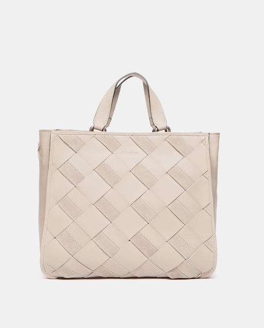Imagen 0 de Shopper de piel trenzada en beige