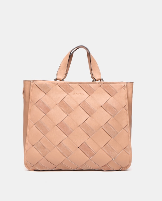 Imagen 0 de Shopper de piel trenzada en rosa