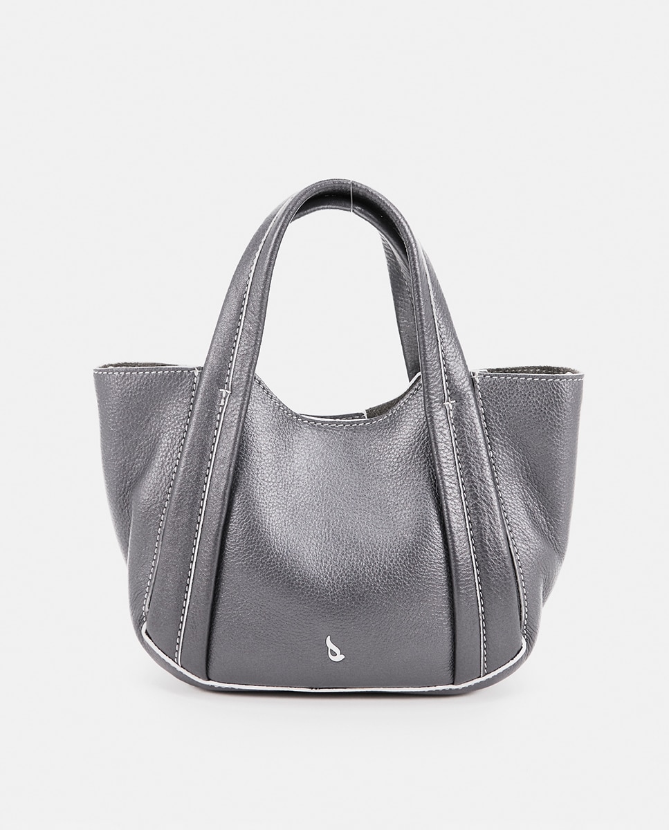 Imagen 0 de Bolso de mano pequeño de piel en gris
