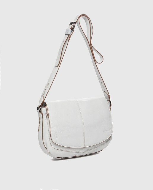 Imagen 0 de Bandolera grande de mujer de piel en blanco